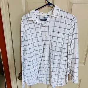 Old Navy White and Black Grid Men's Shirt